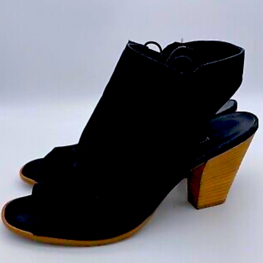 Paul Green Sabrina Cut Out Open Toe Side Zip black suede sandals size 9.…